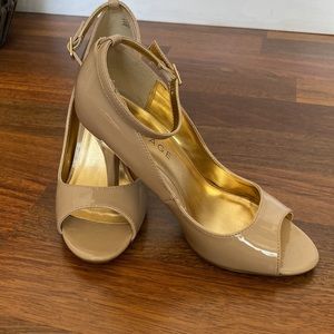 Rampage 4” Peep-Toe Heels Patent Leather Adjustable Ankle Strap